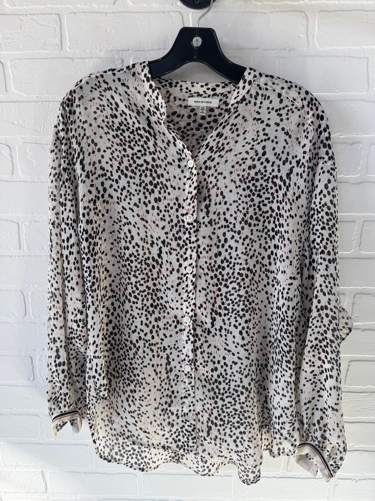 Top Long Sleeve By Max Studio In Black & Cream, Size: M