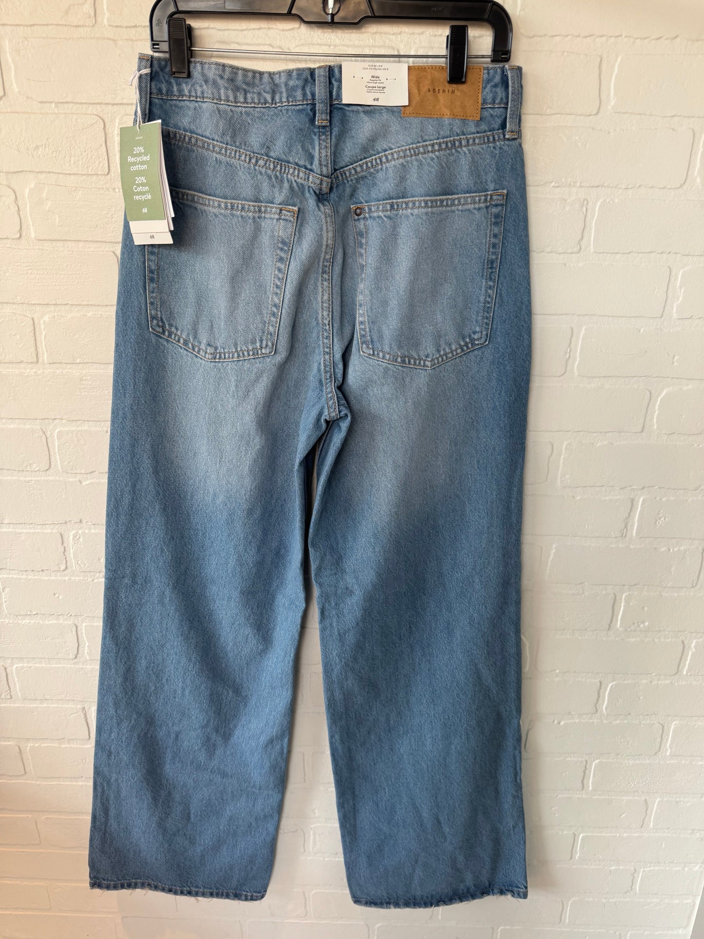 Jeans Wide Leg By H&m In Blue Denim, Size: 8