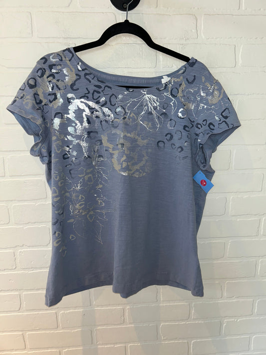 Top Short Sleeve By Zenergy By Chicos In Blue & Silver, Size: Xl