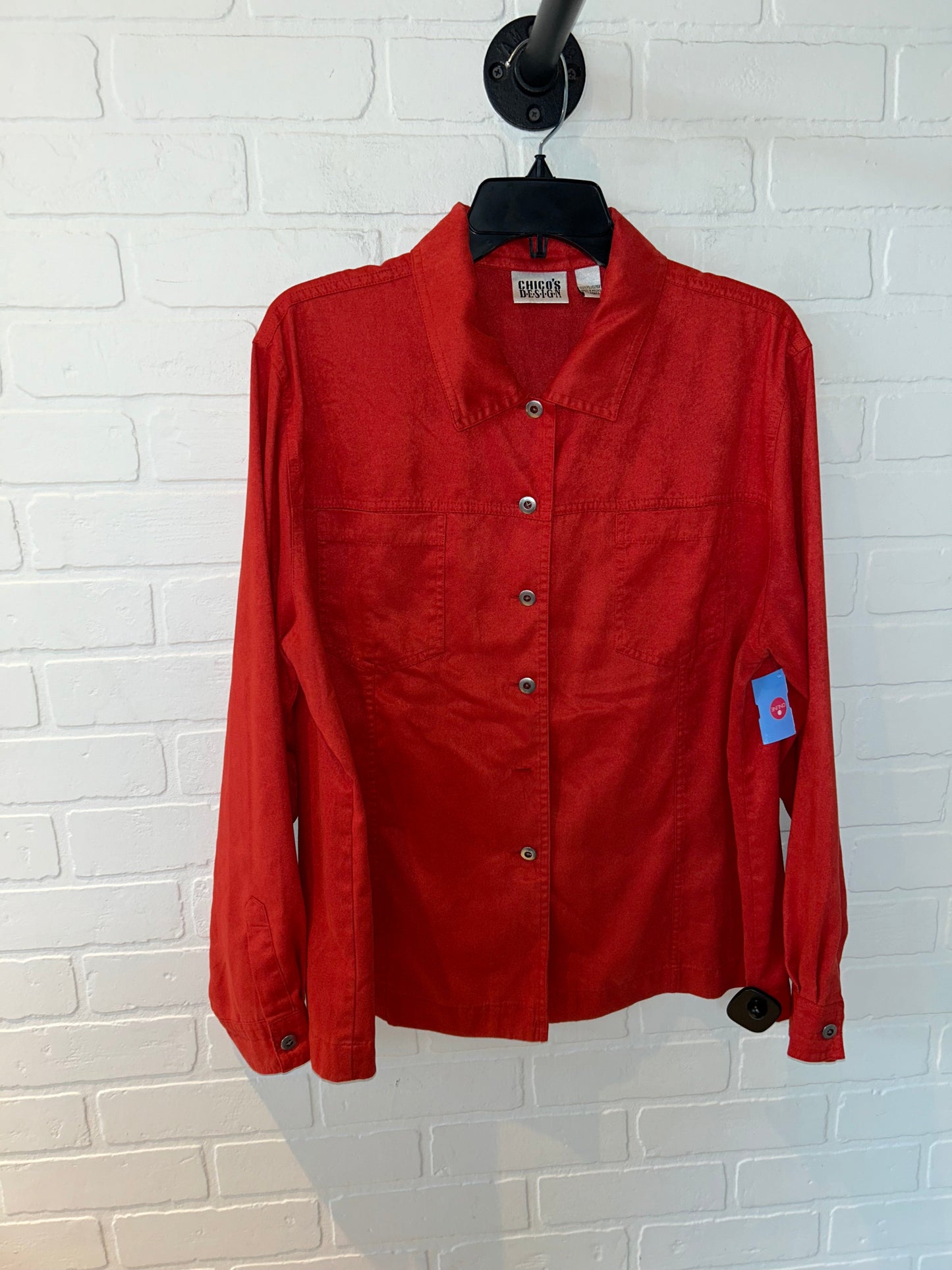 Jacket Shirt By Chicos In Orange, Size: Xl