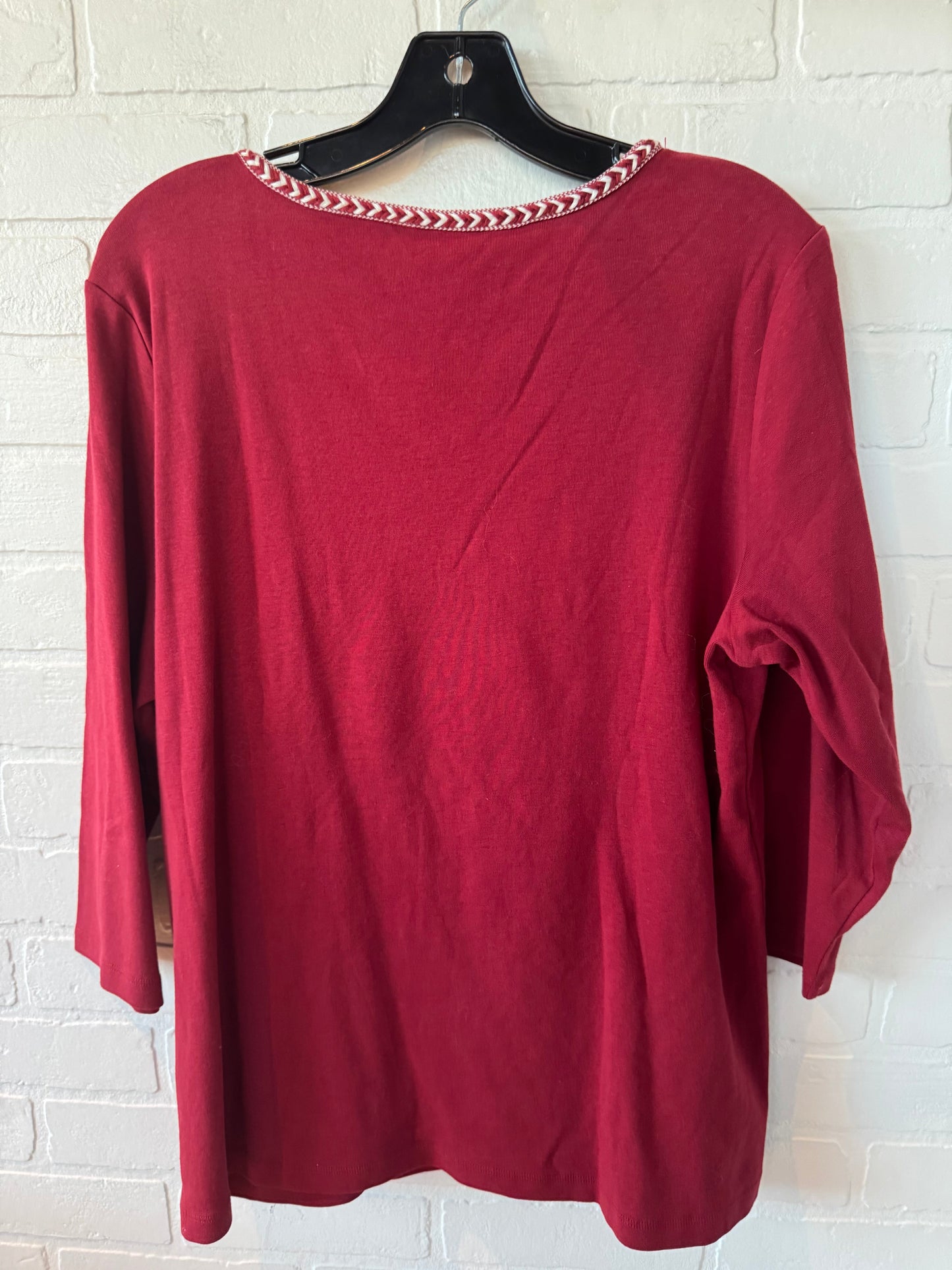 Top 3/4 Sleeve By Christopher And Banks In Red & White, Size: Xl