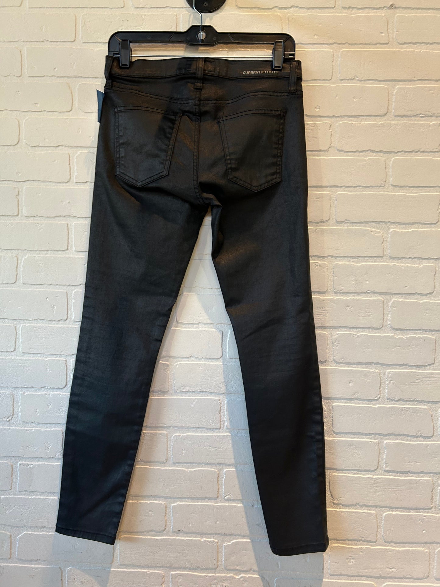 Jeans Skinny By Current Elliott In Black Denim, Size: 4