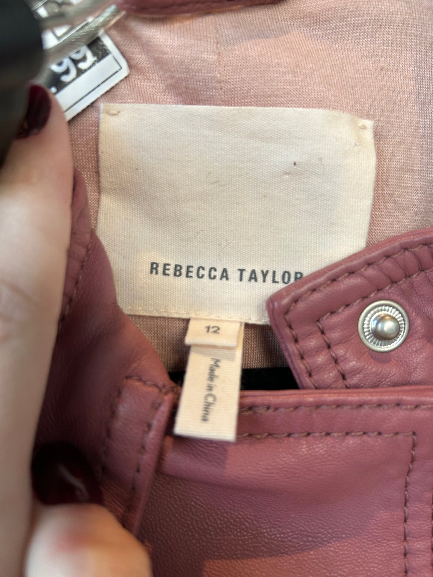 Jacket Moto Leather By Rebecca Taylor In Pink, Size: L