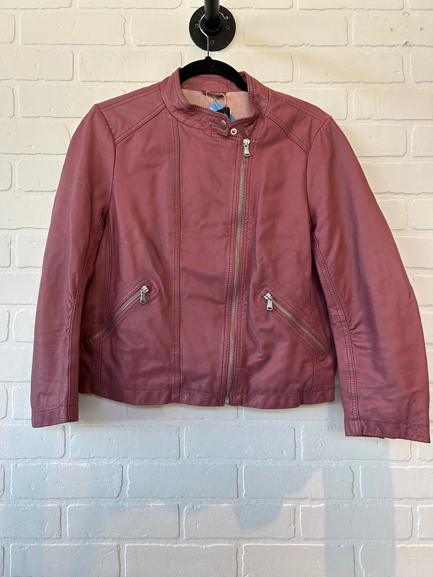 Jacket Moto Leather By Rebecca Taylor In Pink, Size: L