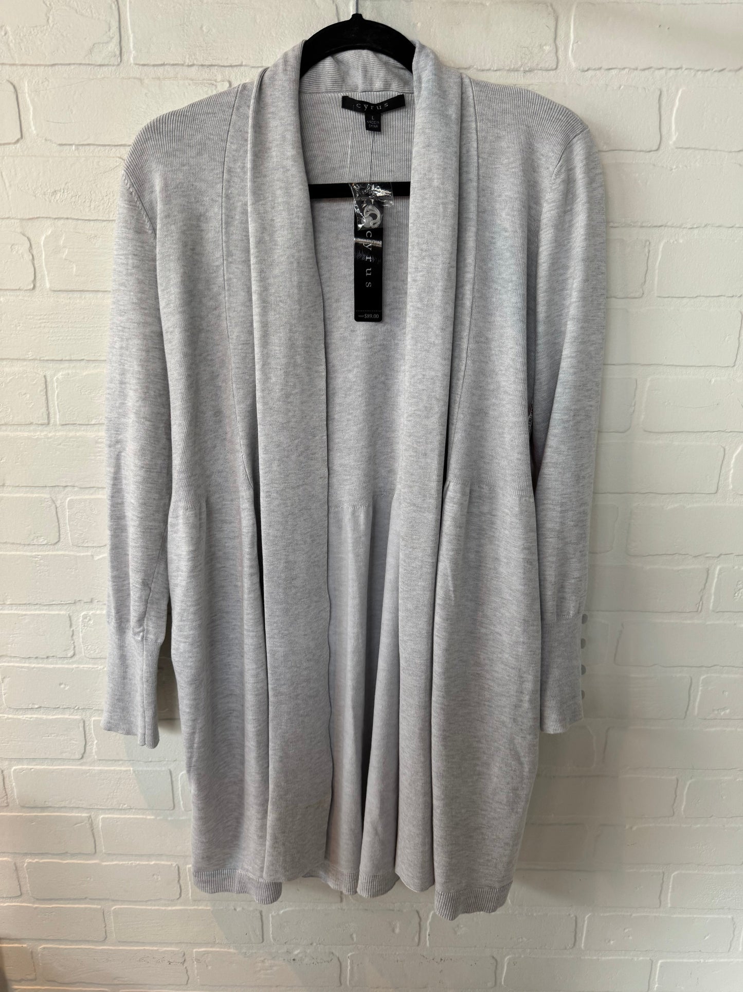 Sweater Cardigan By Cyrus Knits In Grey, Size: L