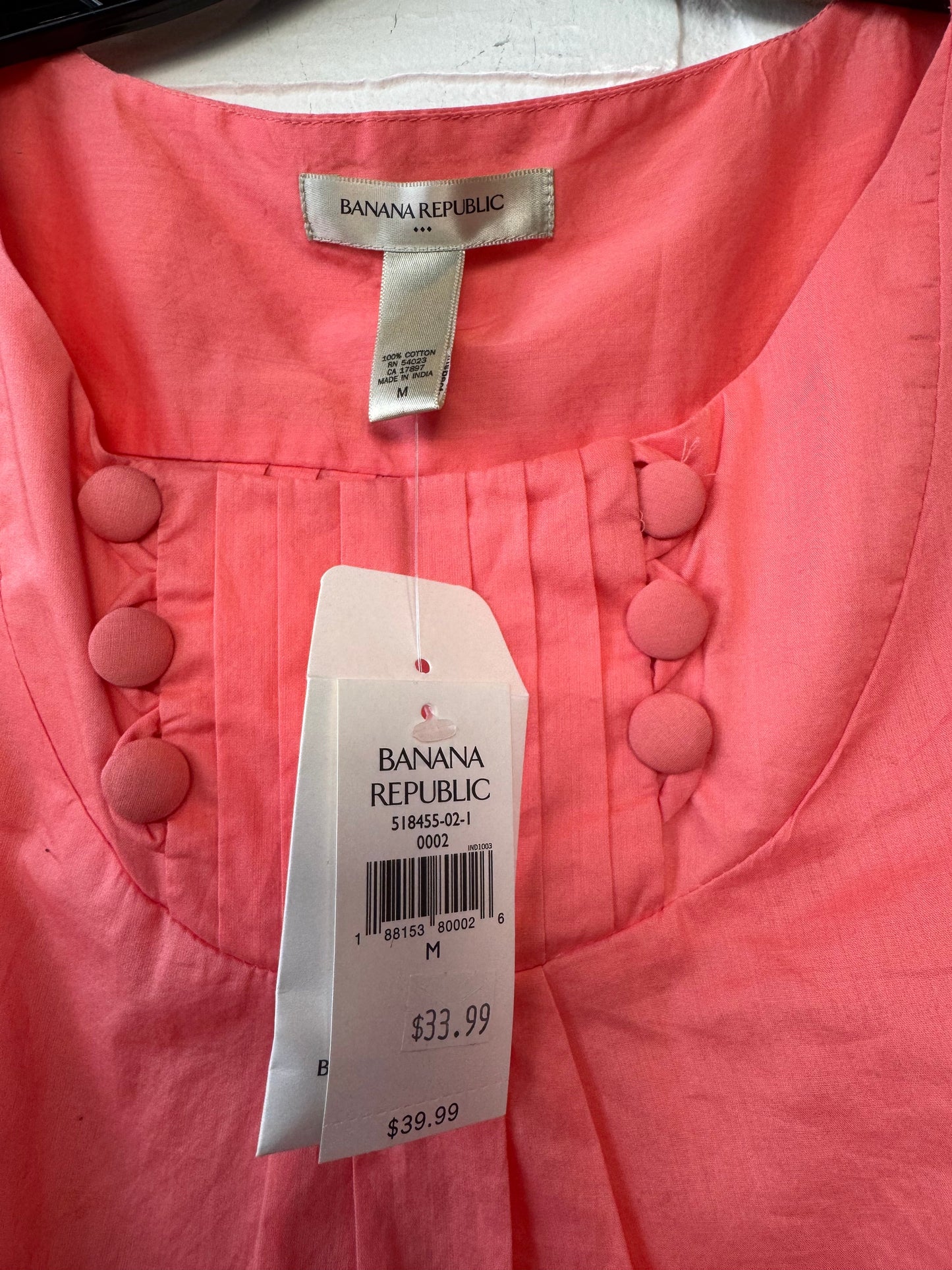 Top Sleeveless By Banana Republic In Orange & Pink, Size: M