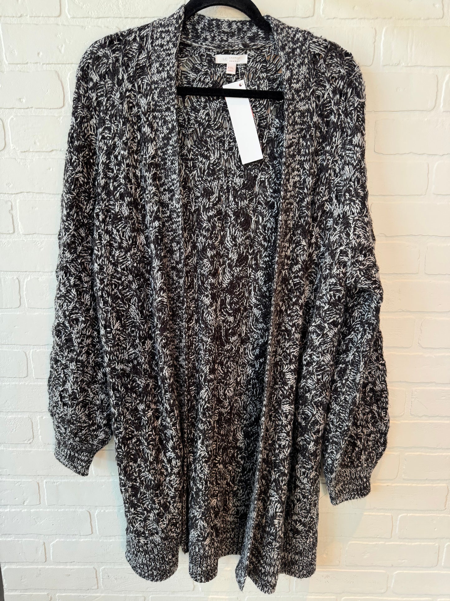 Sweater Cardigan By Lc Lauren Conrad In Black & White, Size: Xxl