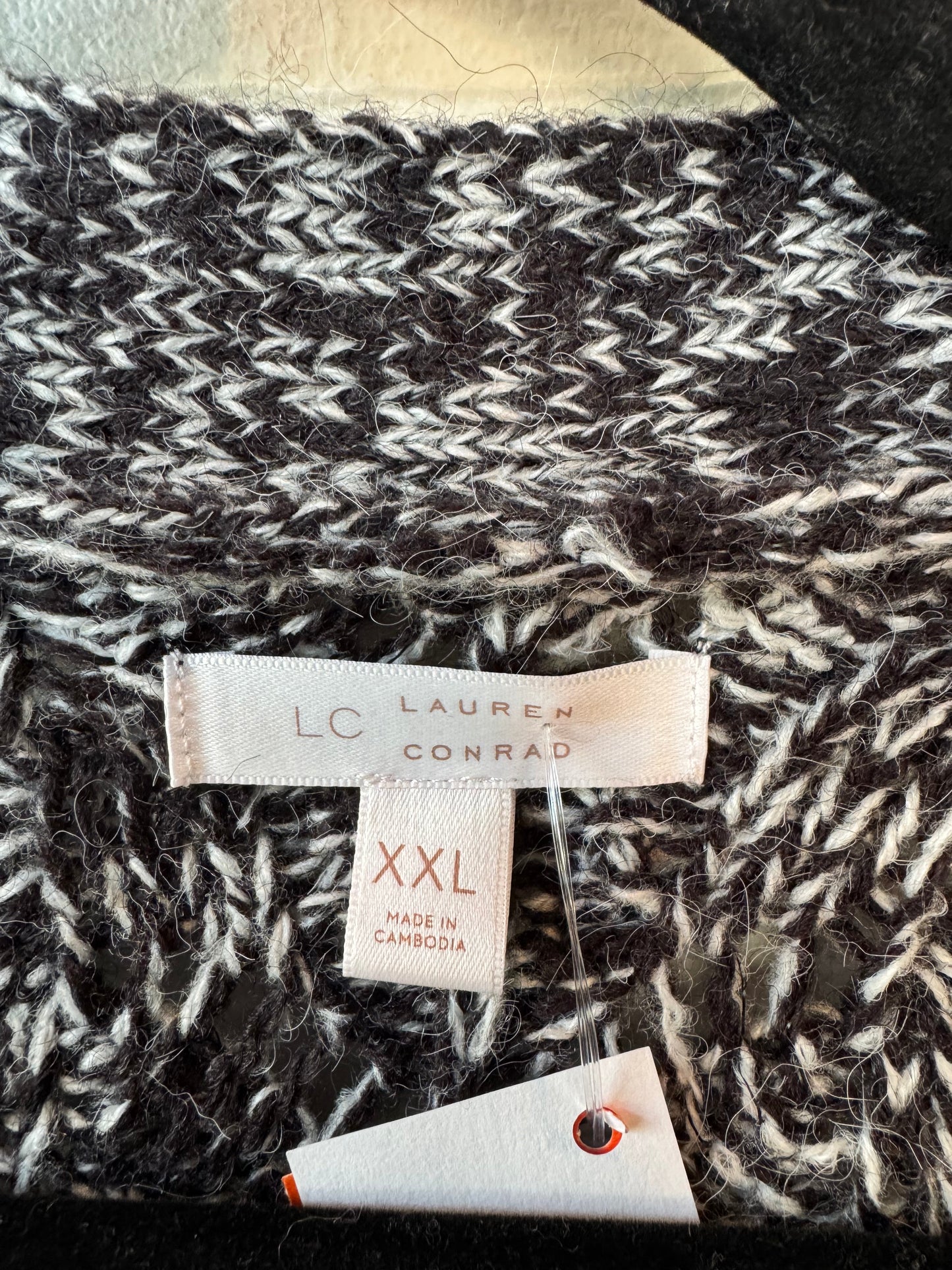 Sweater Cardigan By Lc Lauren Conrad In Black & White, Size: Xxl