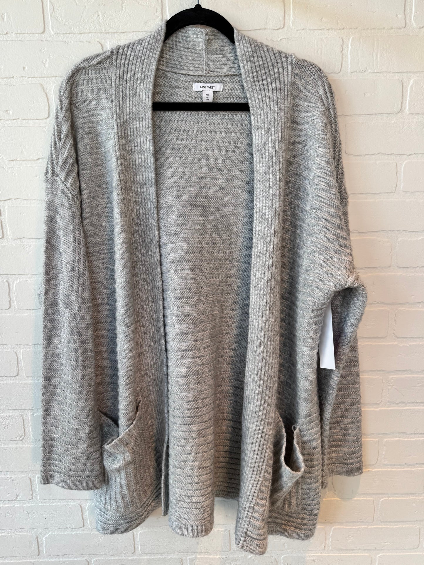 Sweater Cardigan By Nine West In Grey, Size: Xxl