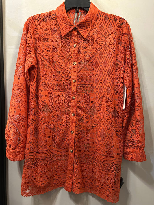 Top Long Sleeve By Anthropologie In Orange, Size: Xxs