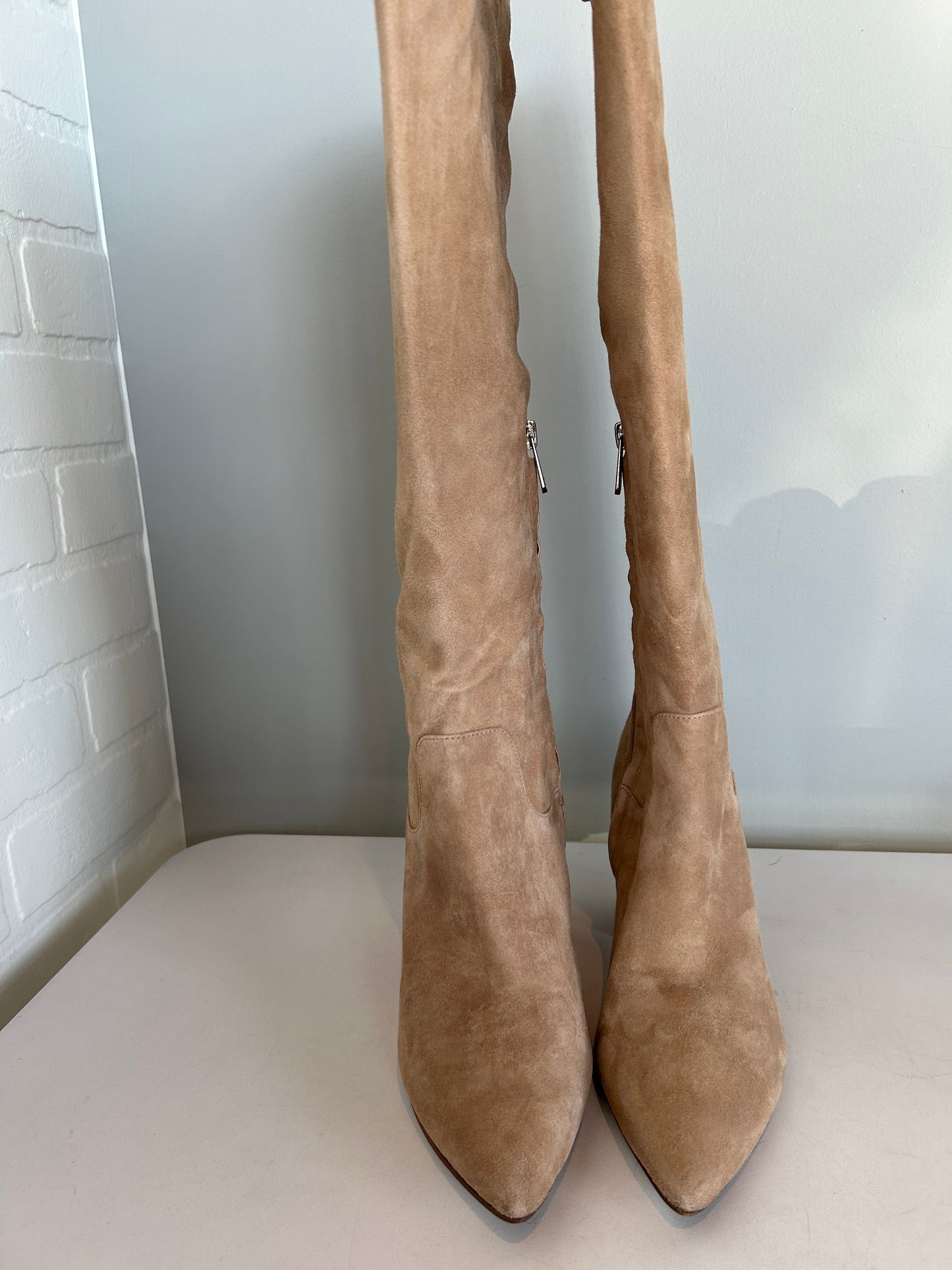 Boots Knee Heels By Sam Edelman In Tan, Size: 9