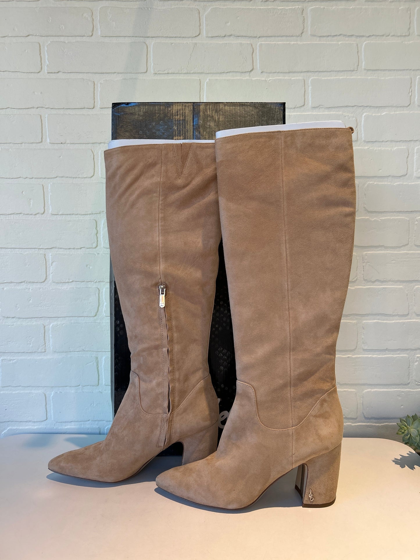 Boots Knee Heels By Sam Edelman In Tan, Size: 9