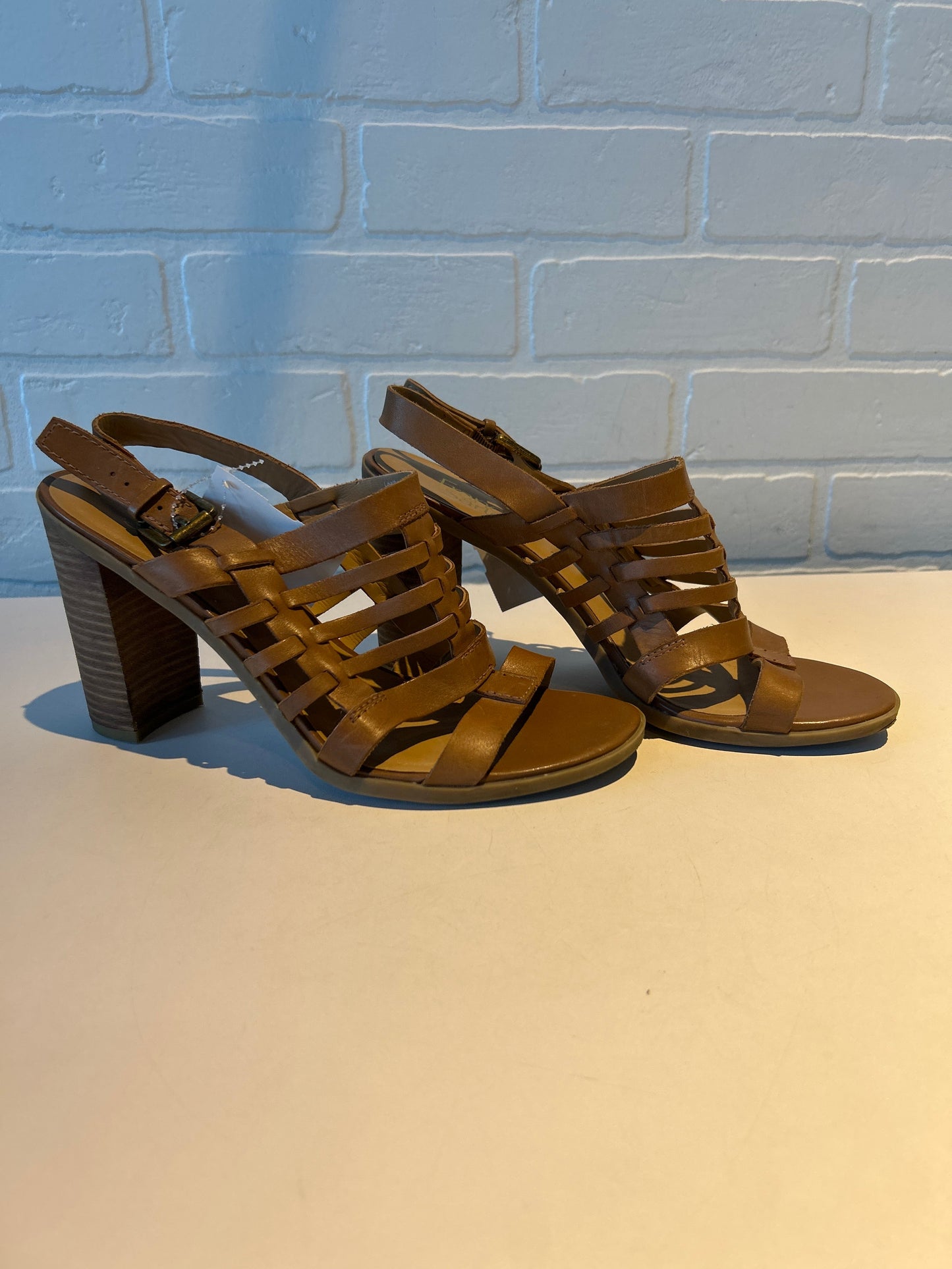 Sandals Heels Block By Franco Sarto In Brown, Size: 9