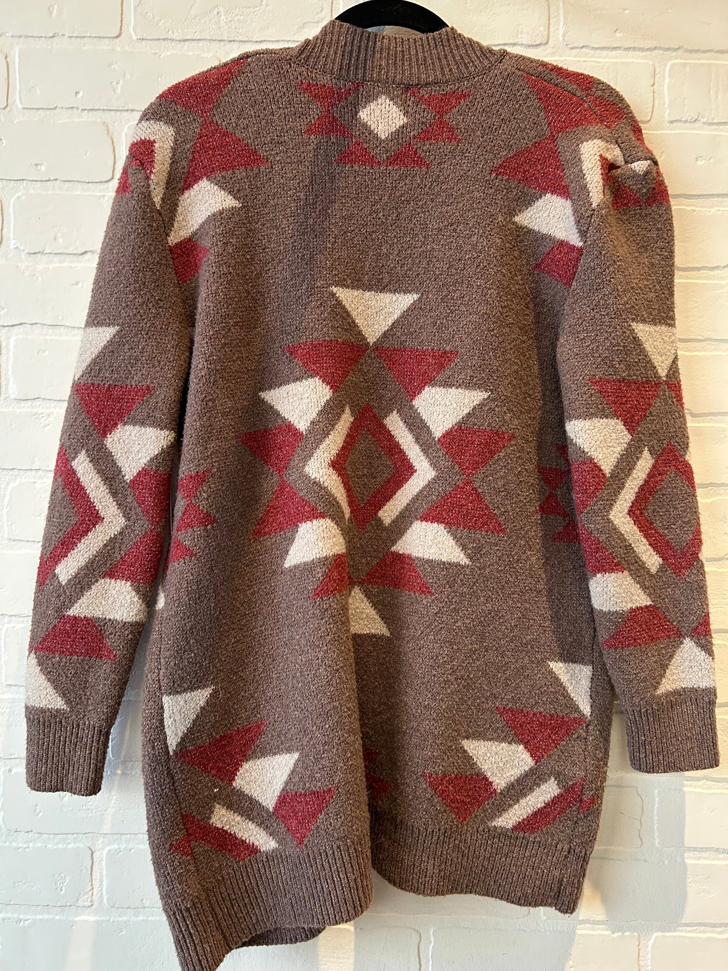 Sweater Cardigan By Pink Rose In Brown & Red, Size: M