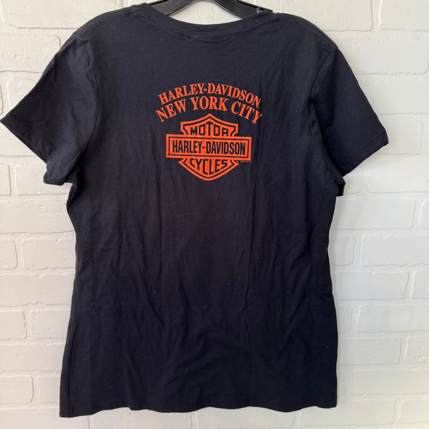 Top Short Sleeve By Harley Davidson In Black & Orange, Size: Xl