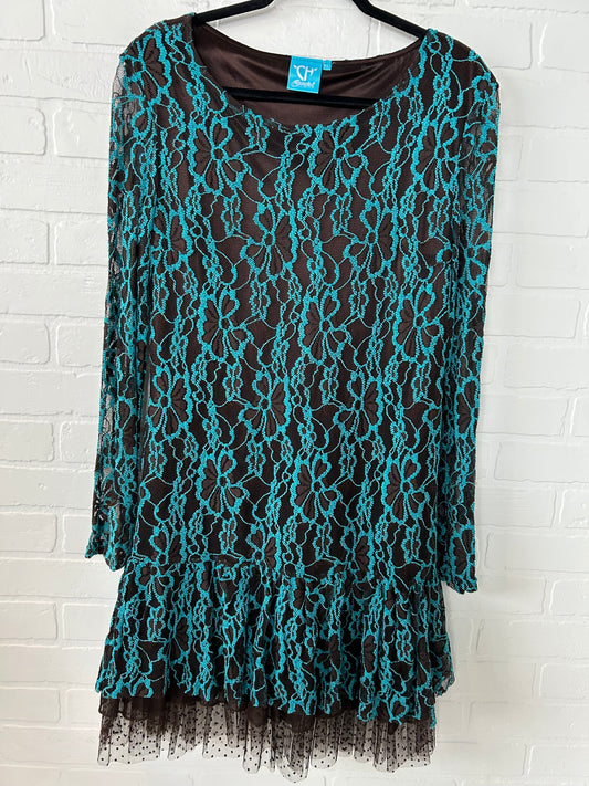 Dress Casual Midi By Clothes Mentor In Blue & Brown, Size: Xl