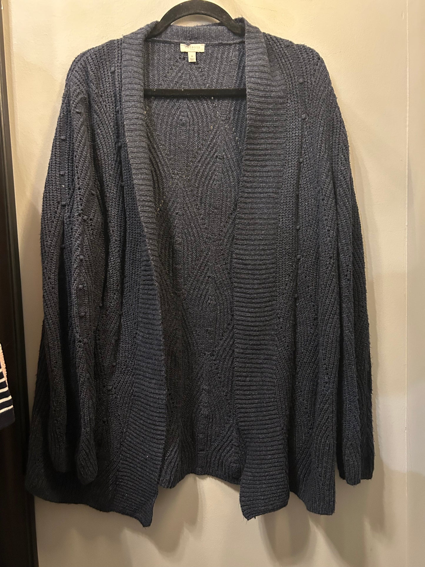 Sweater Cardigan By Talbots In Navy, Size: M