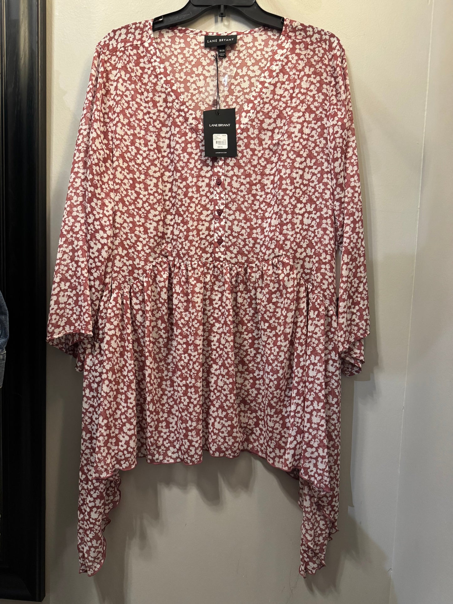 Tunic Long Sleeve By Lane Bryant In Red & White, Size: 1x