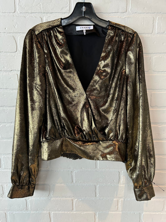 Top Long Sleeve By Frame In Gold, Size: Xs