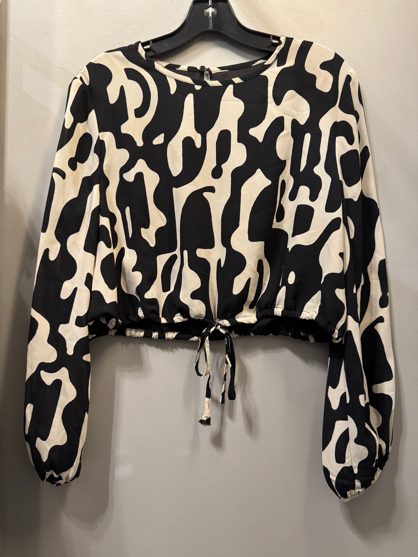 Top Long Sleeve By En Creme In Black & Cream, Size: S