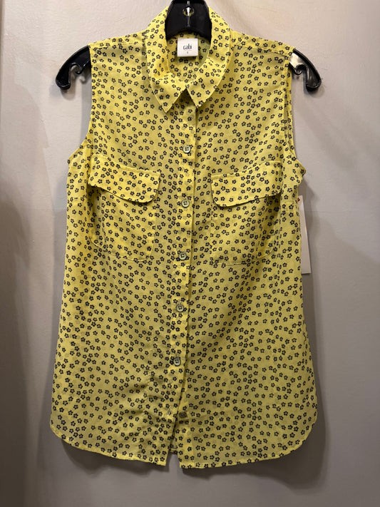 Top Sleeveless By Cabi In Black & Yellow, Size: S