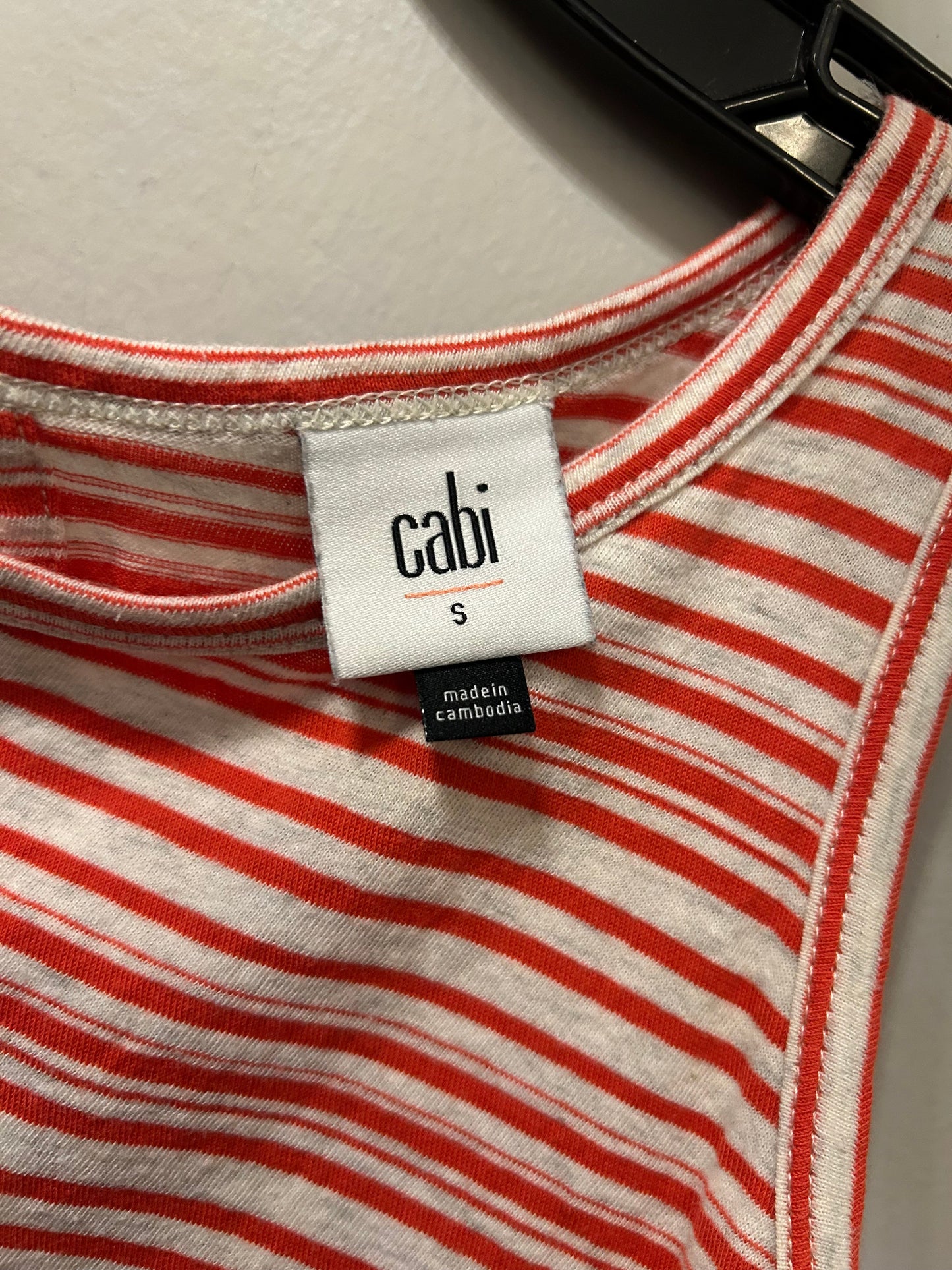 Top Sleeveless By Cabi In Orange & White, Size: S