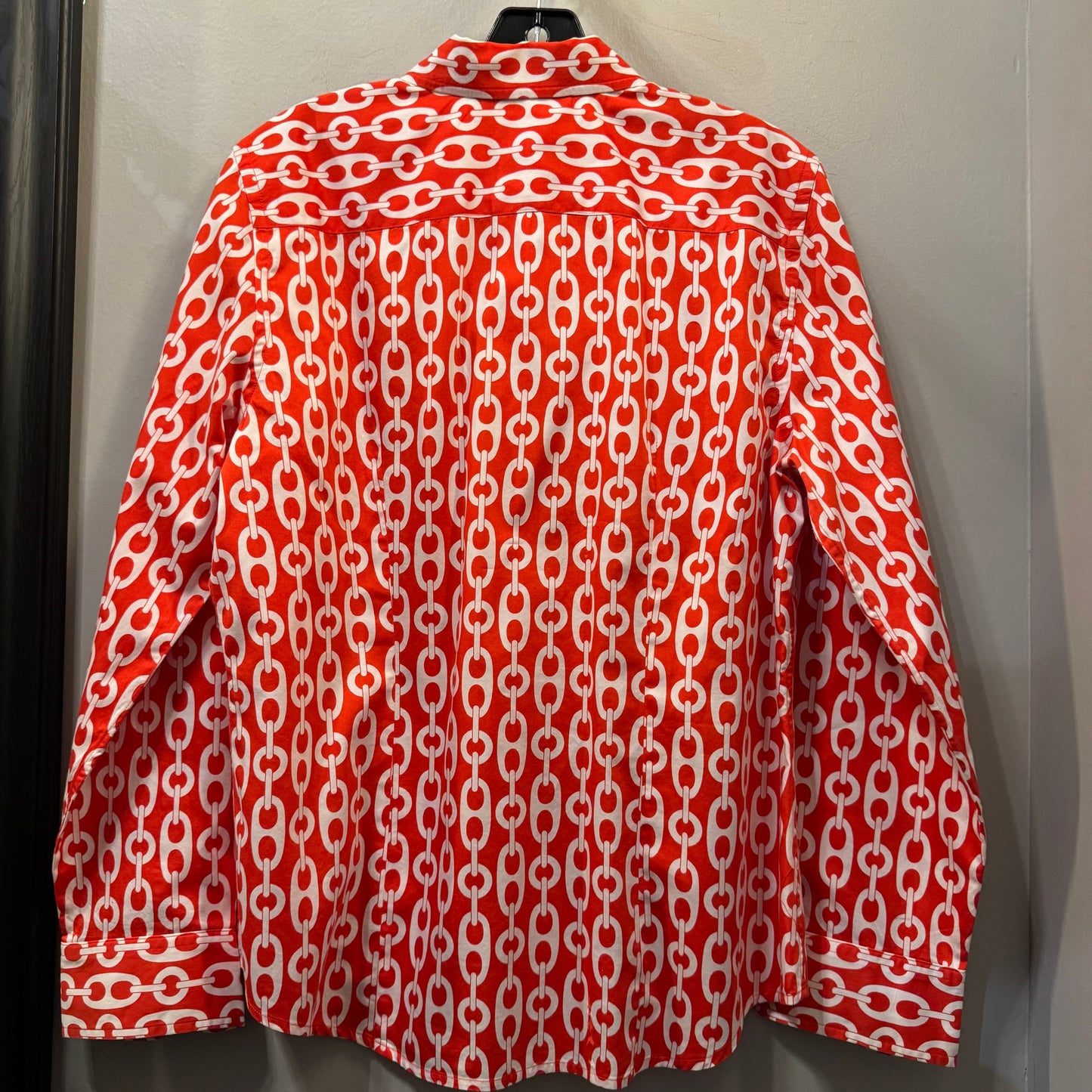 Top Long Sleeve By Jones New York In Orange & White, Size: L