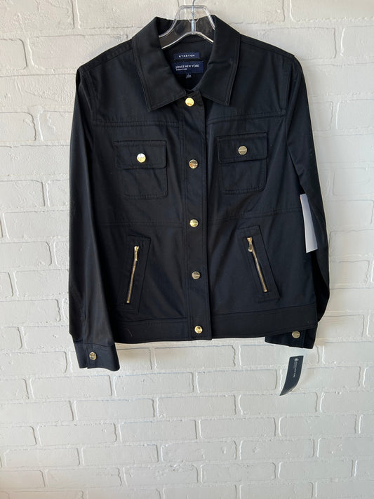 Jacket Denim By Jones New York In Black & Gold, Size: L