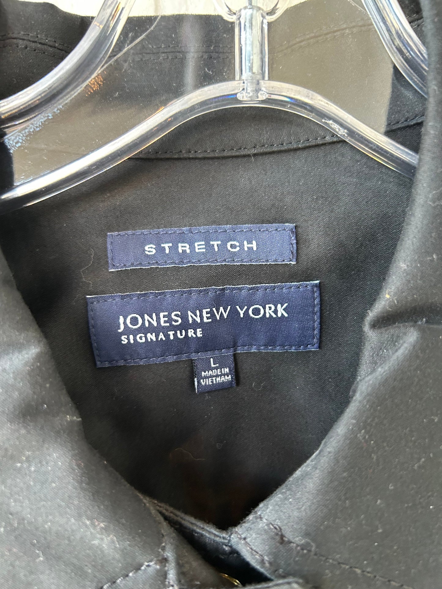 Jacket Denim By Jones New York In Black & Gold, Size: L