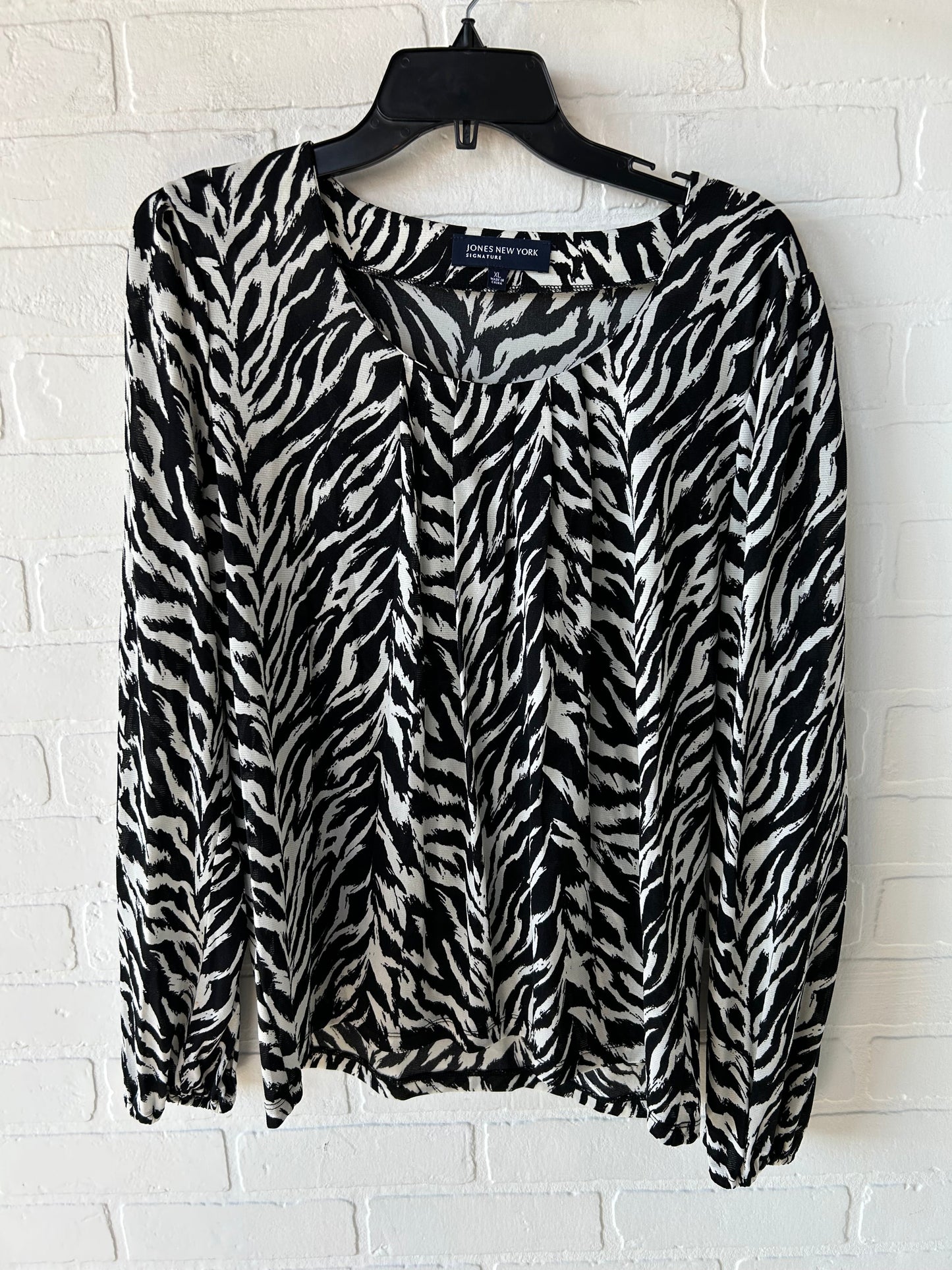 Top Long Sleeve By Jones New York In Black & White, Size: Xl