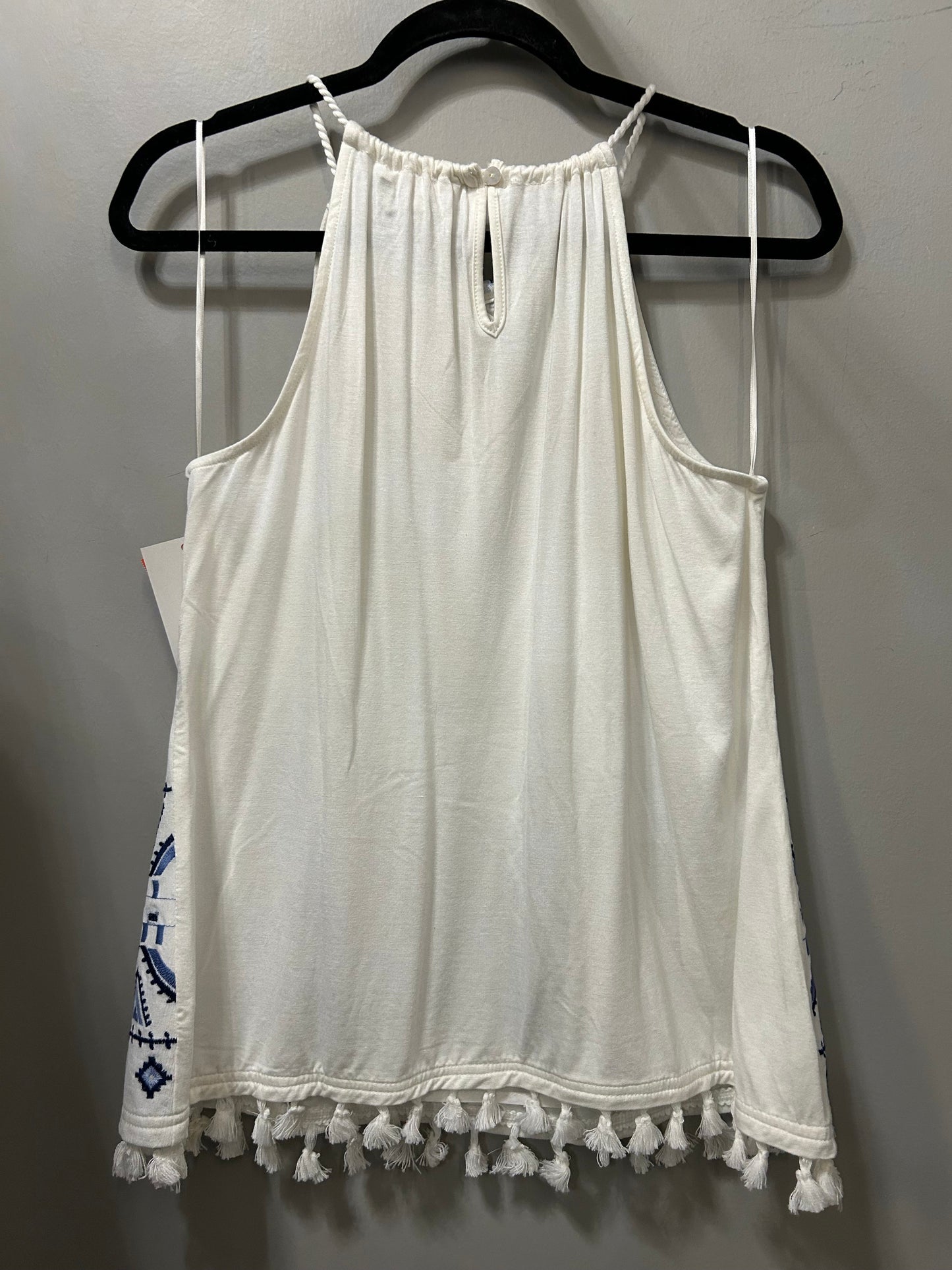 Top Sleeveless By Skies Are Blue In Blue & White, Size: L