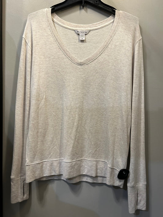 Athletic Top Long Sleeve Collar By Athleta In Cream, Size: M