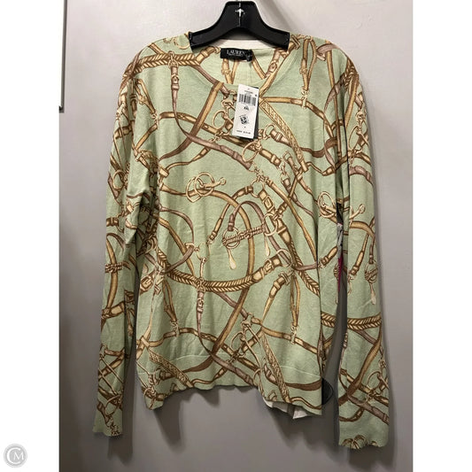 Sweater By Lauren By Ralph Lauren In Gold & Green, Size: Xxl