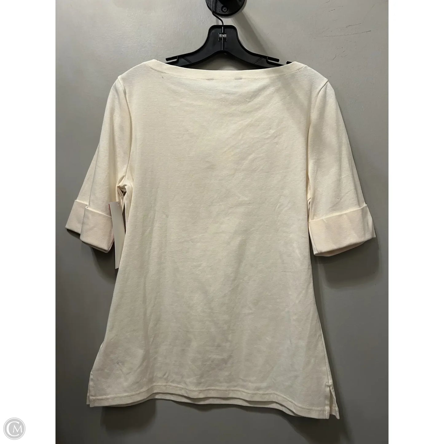 Top Short Sleeve By Lauren By Ralph Lauren In Cream, Size: L