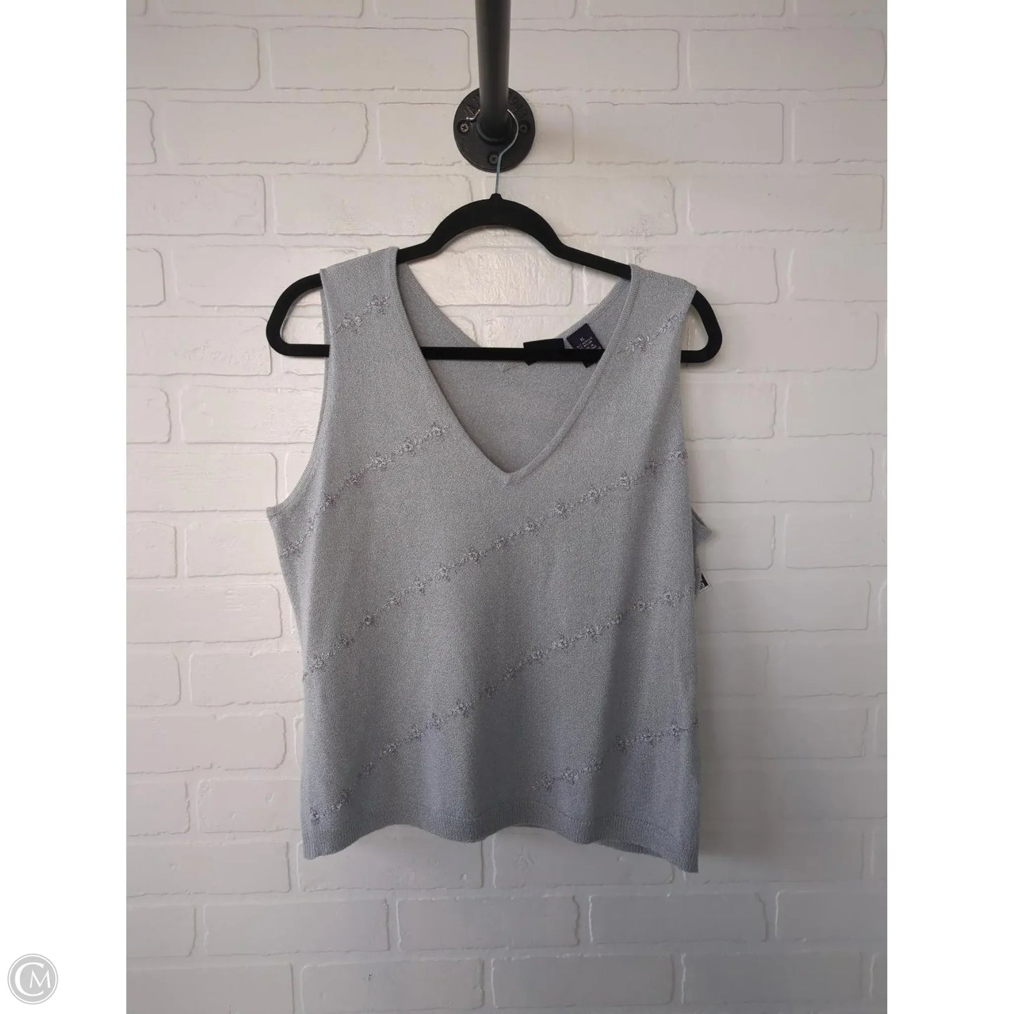 Vest Sweater By Hillard And Hanson In Silver, Size: Xl