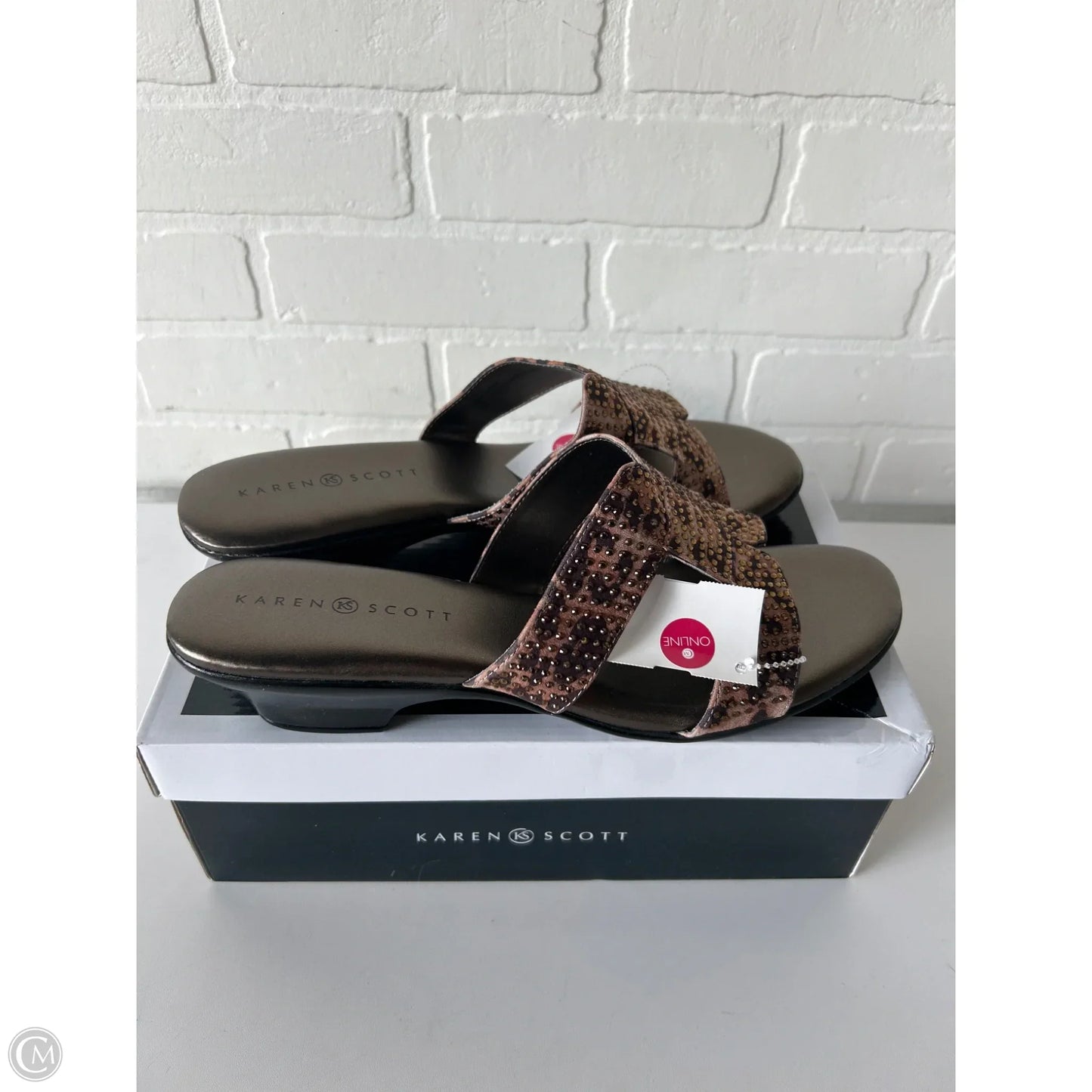 Sandals Flats By Karen Scott In Animal Print, Size: 12