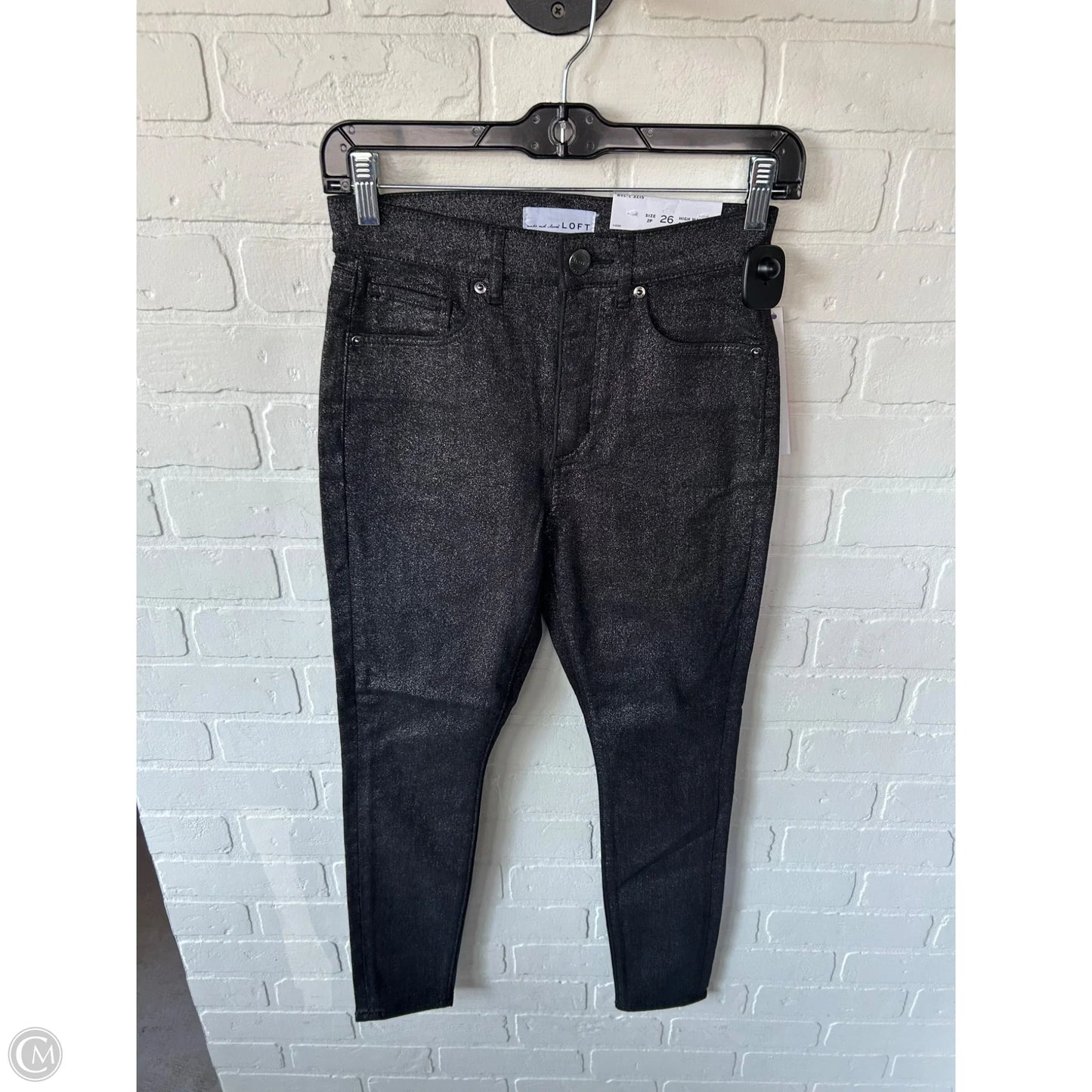 Jeans Skinny By Loft In Black & Silver, Size: 2p