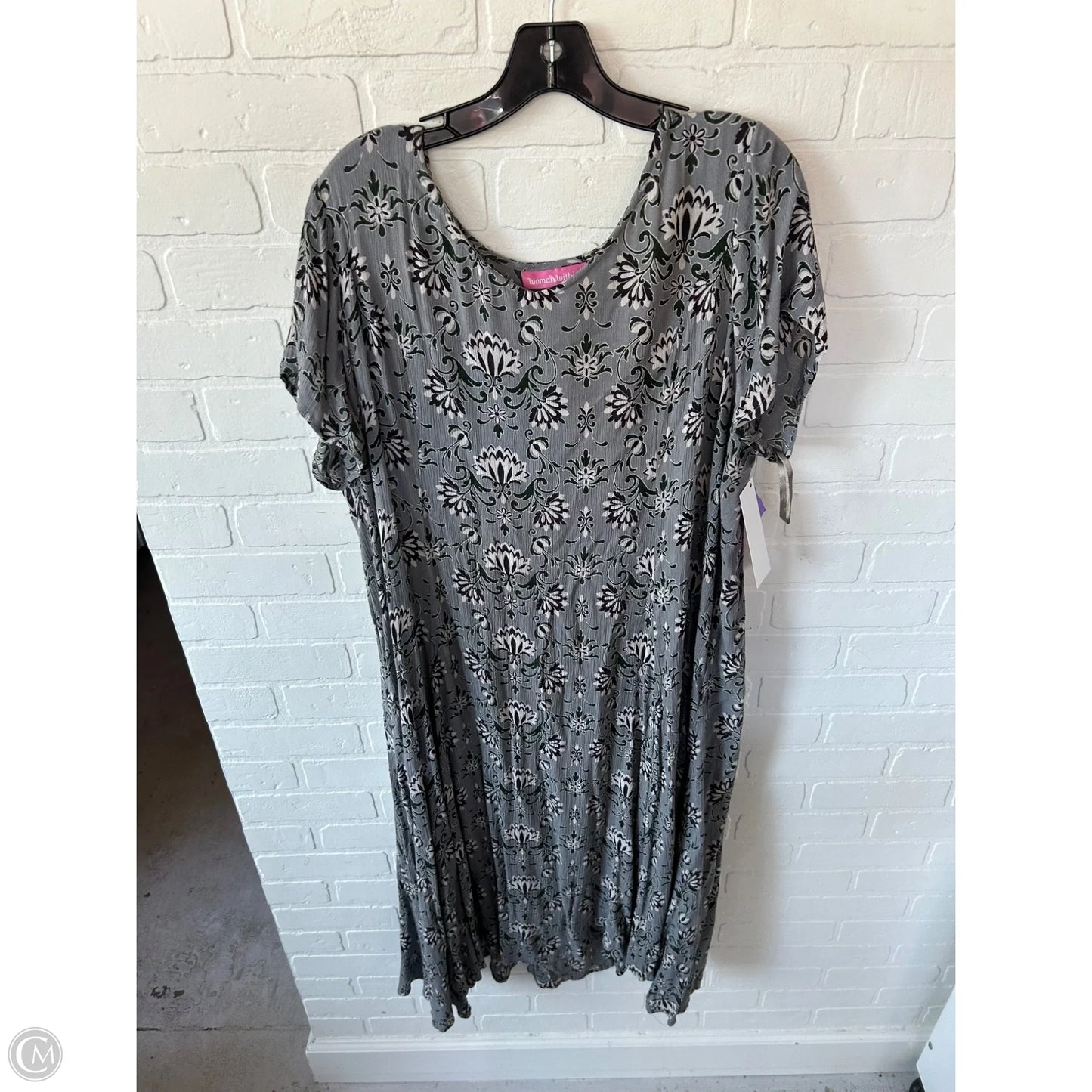 Dress Casual Midi By Woman Within In Grey & Purple, Size: 1x