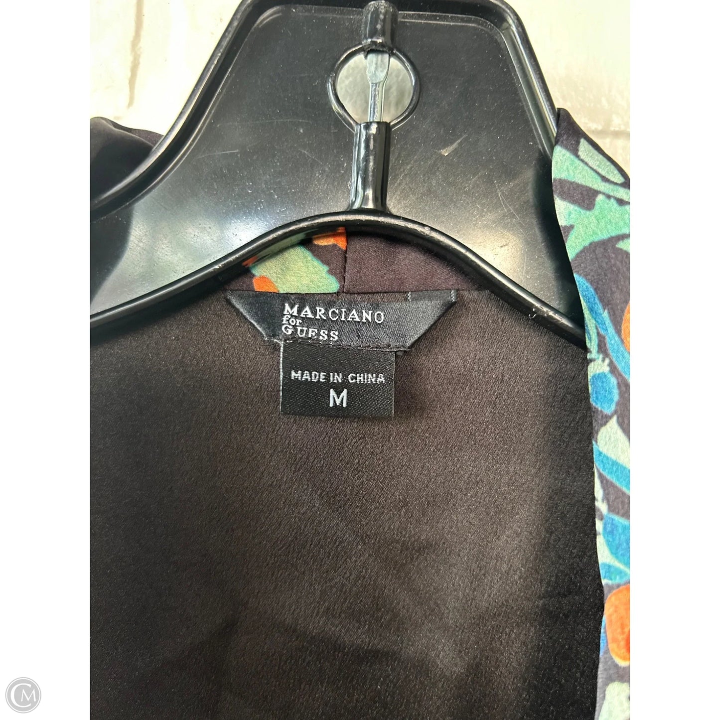 Top Long Sleeve By Guess In Black & Green, Size: M