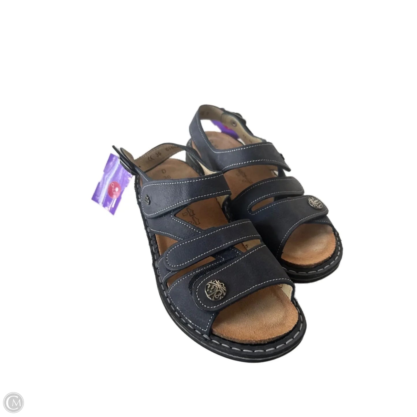 Sandals Flats By Finn Comfort In Blue & Silver, Size: 6