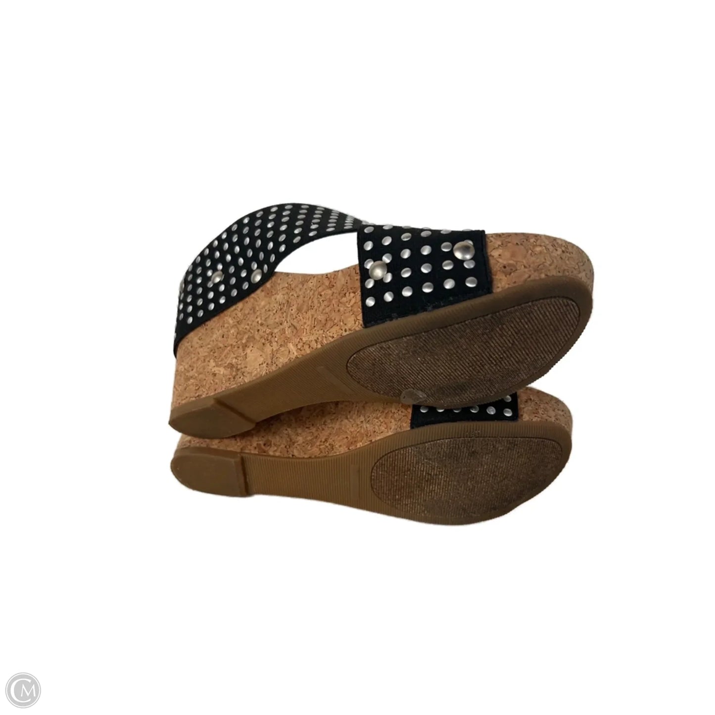 Sandals Heels Wedge By Lucky Brand In Black & Silver, Size: 6.5