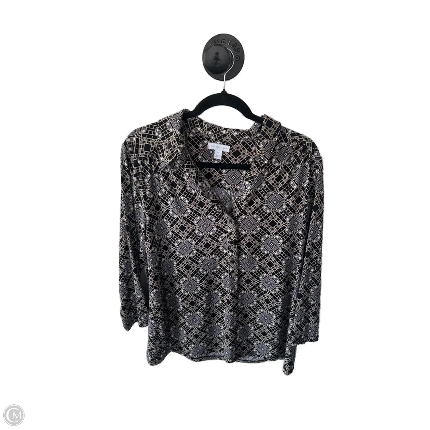 Top Long Sleeve By Charter Club In Black & Tan, Size: Xl