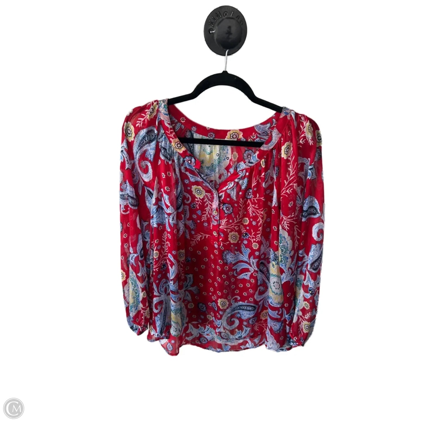 Top Long Sleeve By Style And Company In Blue & Red, Size: M