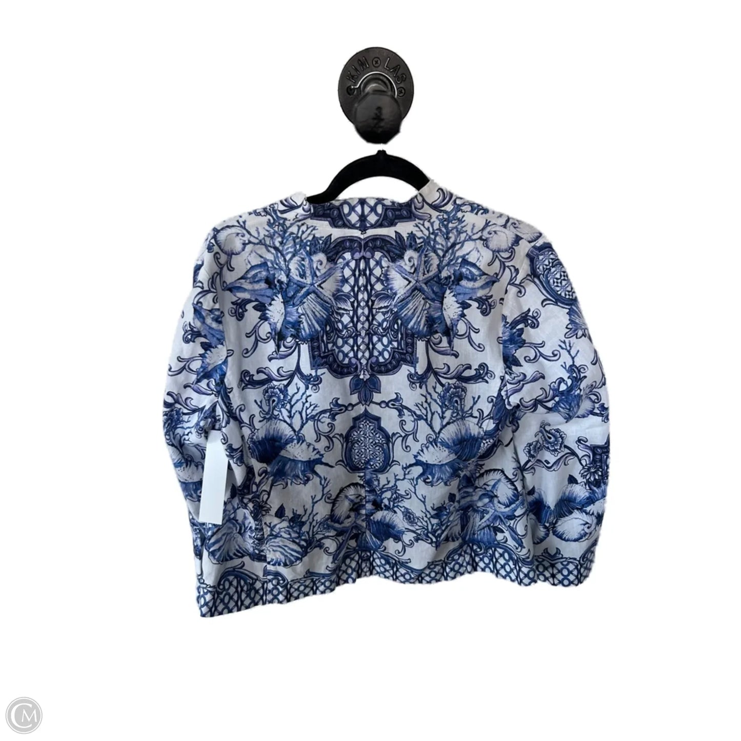 Blazer By Chicos In Blue & White, Size: M