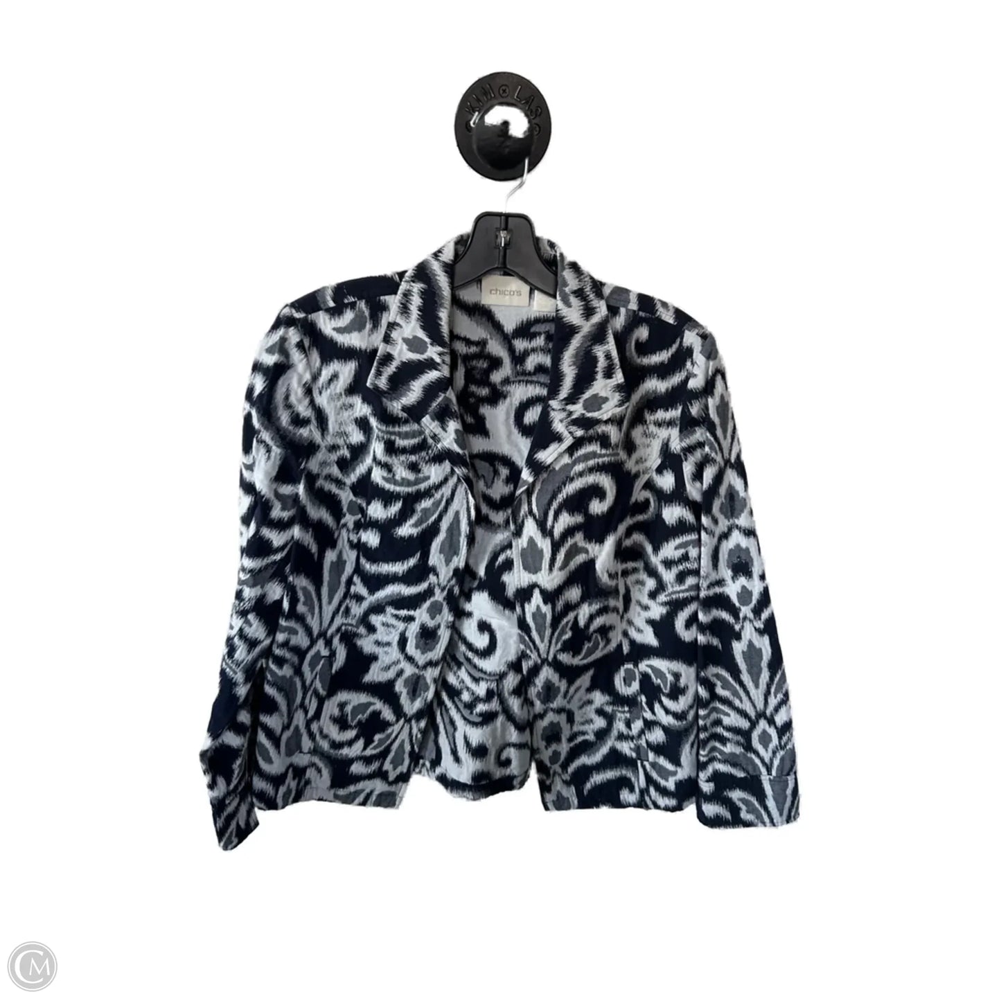 Blazer By Chicos In Blue & White, Size: M