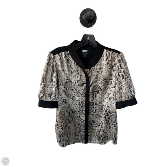 Top Short Sleeve By Dkny In Snakeskin Print, Size: L