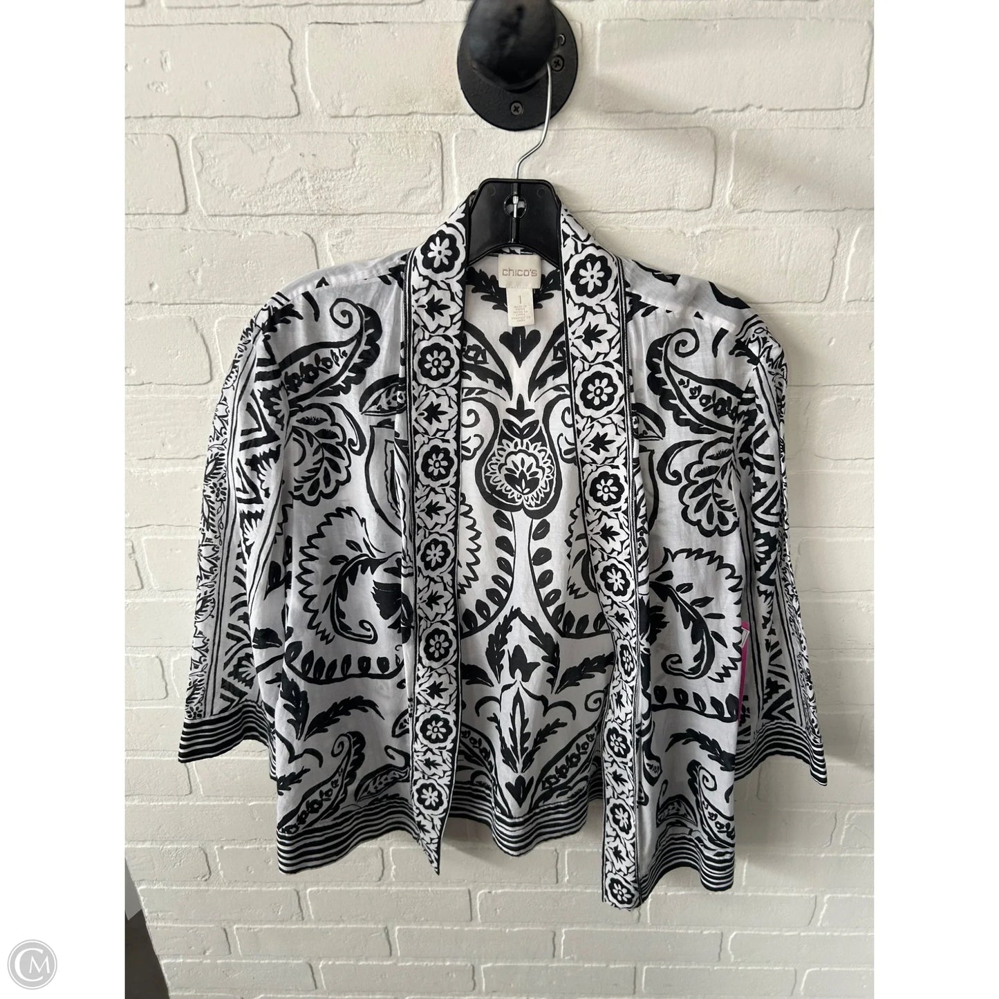 Kimono By Chicos In Black & White, Size: M
