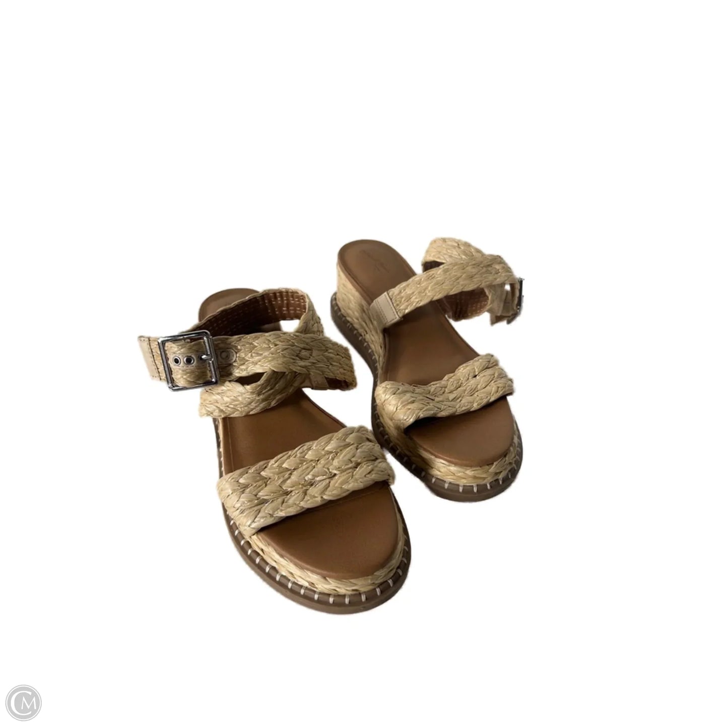 Sandals Heels Wedge By Universal Thread In Cream & Tan, Size: 8.5