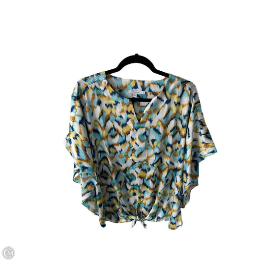 Top Sleeveless By Chicos In Blue & Yellow, Size: L