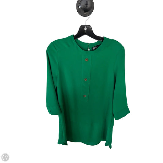 Tunic 3/4 Sleeve By Zara In Green, Size: Xs